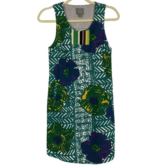 Anthropologie | Vanessa Virginia Graphic Hibiscus shift dress, US size 0, Pocket - Picture 2 of 14